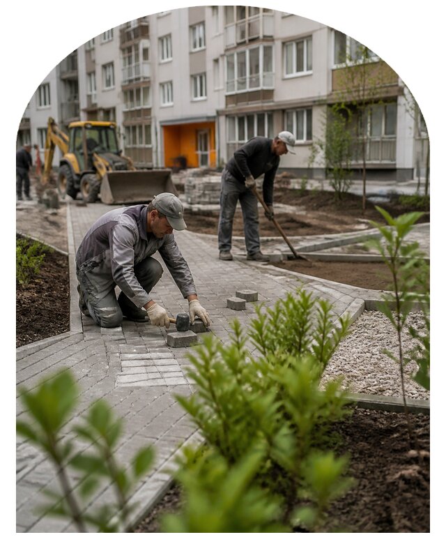 Благоустройство двора многоквартирного дома в Донецке